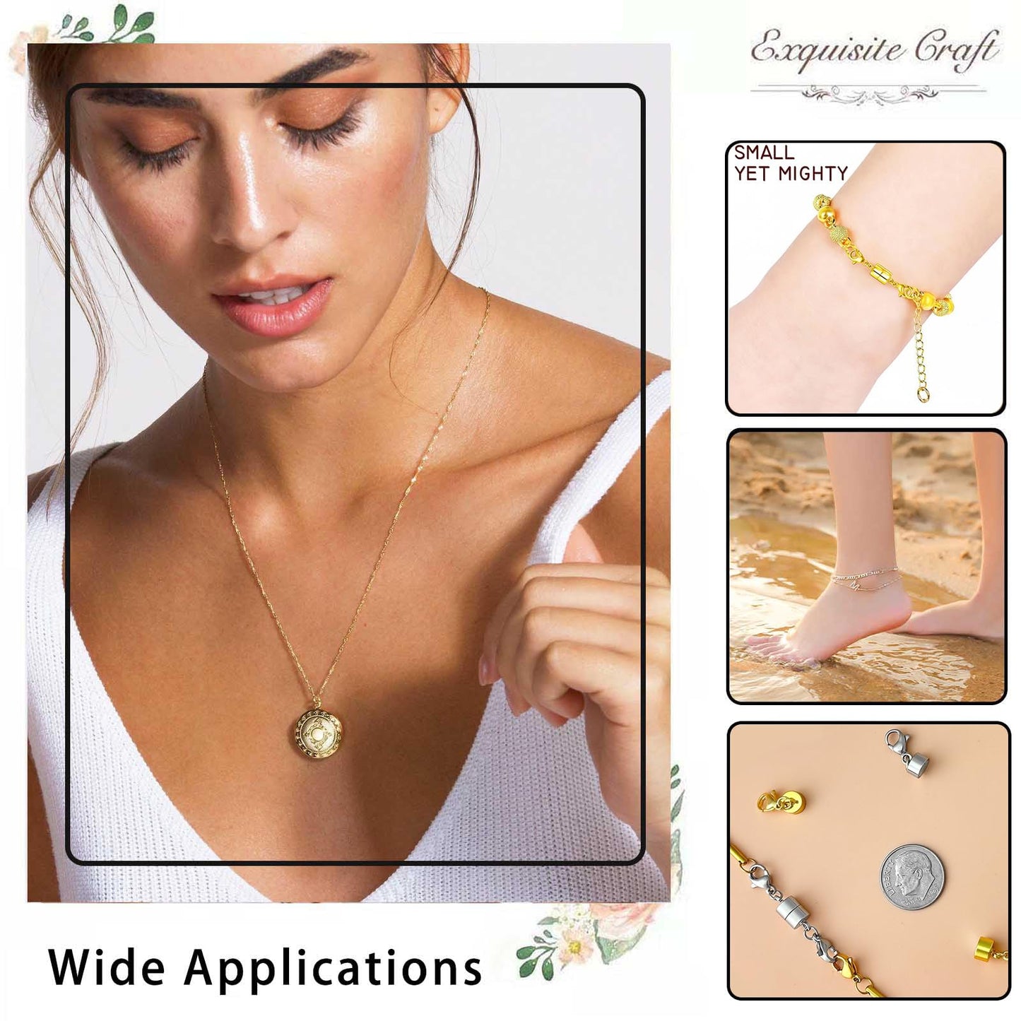 OHINGLT Magnetic Necklace Clasps and Closures with Double Lobster, Extra Strong Bracelet & Necklace Extender for Women, Magnet Jewelry Clasp Converter for Seniors