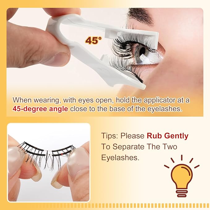 QUEWEL Magnetic-Eyelashes with Applicator, Upgrade 1 Pair Soft Magnetic Lashes, No Glue Needed Reusable Magnetic Eyelashes So Soft and Suitable for Beginners (Soft-Magnetic-C01)