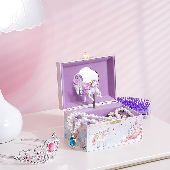 ProCase Unicorn Jewelry Box for Girls, Kids Musical Jewelry Boxes with Spinning Unicorn Doll, Birthday Christmas Gifts for Little Girls Children Toddler Ages 3 4 5 6 7 8 -Unicorn (Box Only)