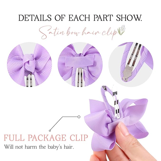 40PCS Snap Baby Hair Bows Clips for Girls Grosgrain Ribbon Fully Wapped 3 Inch Infant Hair Barrettes Accessories for Baby Girls Newborns Toddler