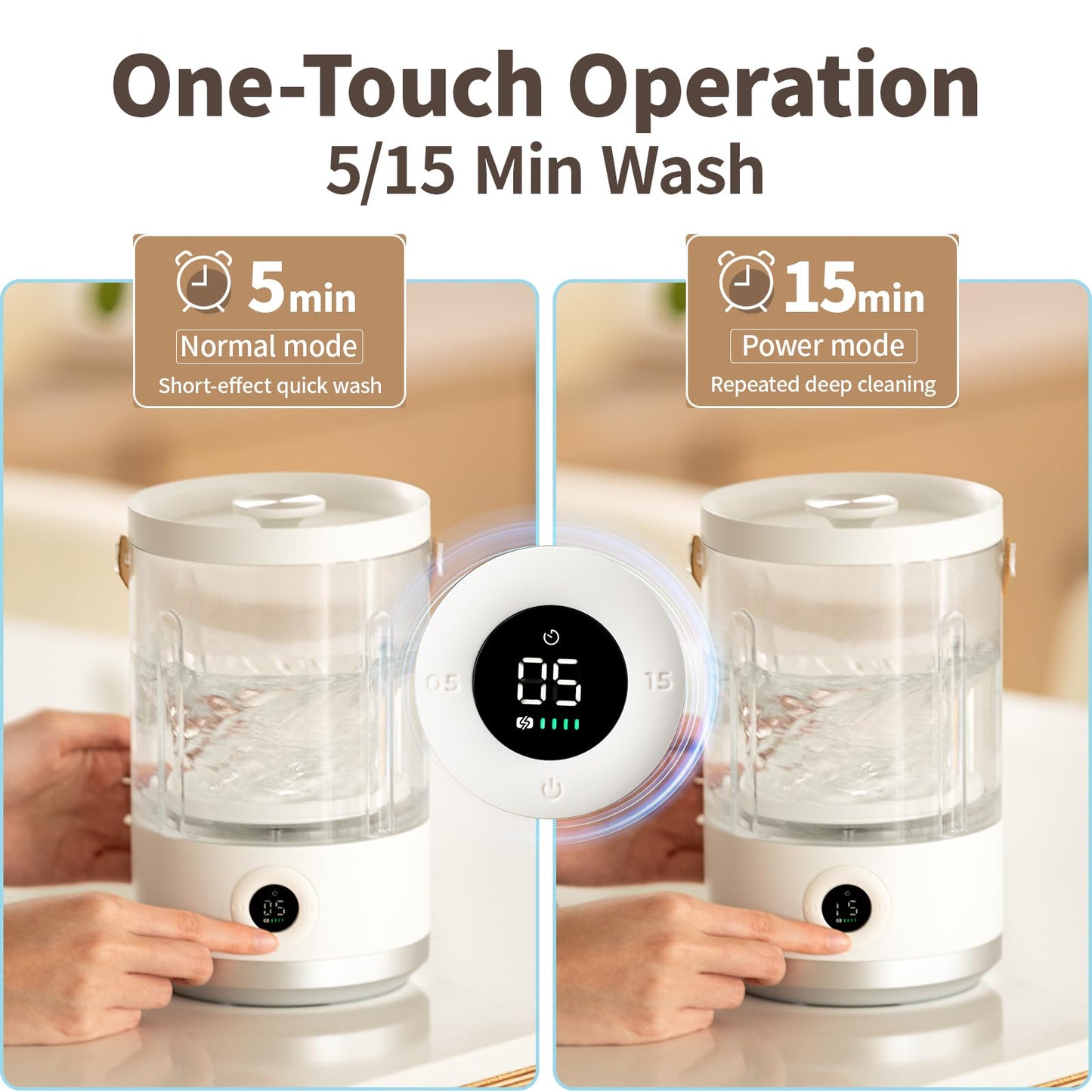 Asa Vea Portable Mini Washing Machine – Compact Small Washer for Underwear, Socks, Baby Clothes – Rechargeable Travel Washing Machine with 5/15 Min Modes, Type-C Charging