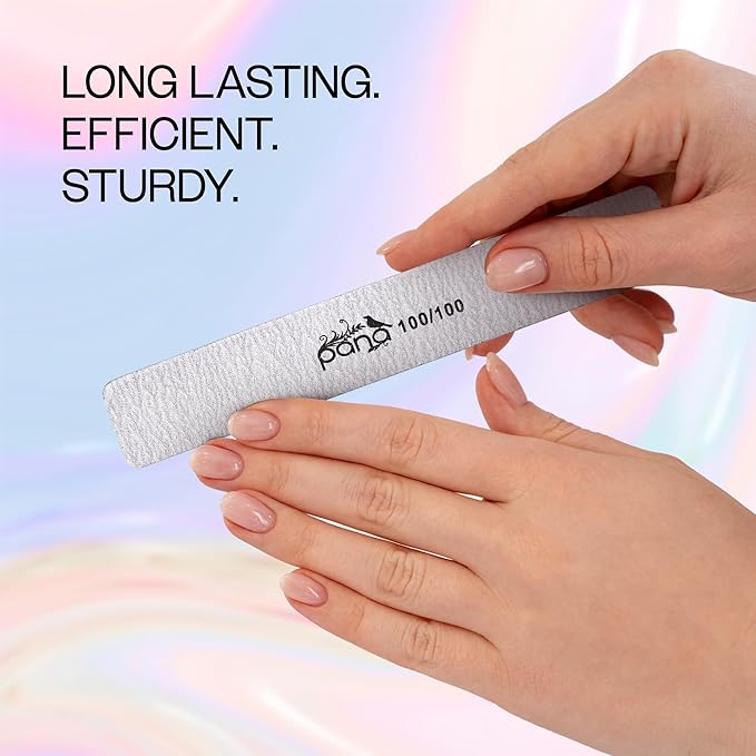 10PCS Jumbo Size PANA Professional Double Sided Nail Files - Zebra, 100/100 Grit - Emery Board Nail Buffering File Manicure Pedicure Nail Polisher Washable