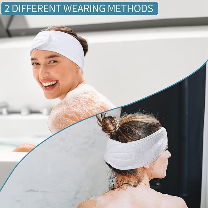 obeoby 4 Pack Facial Headbands for Women, Adjustable Spa Headband for Washing Face Shower Yoga Stocking Stuffers Gifts
