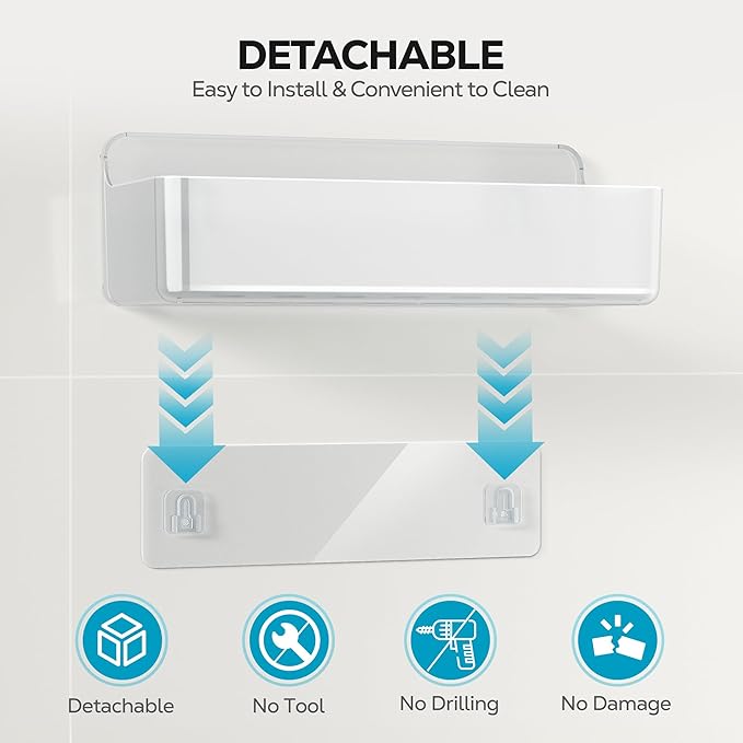 Nieifi Adhesive Wall Shelf, Shower Shelves, Shower Organizer for Bathroom Organization (A-Clear, 4 pieces)