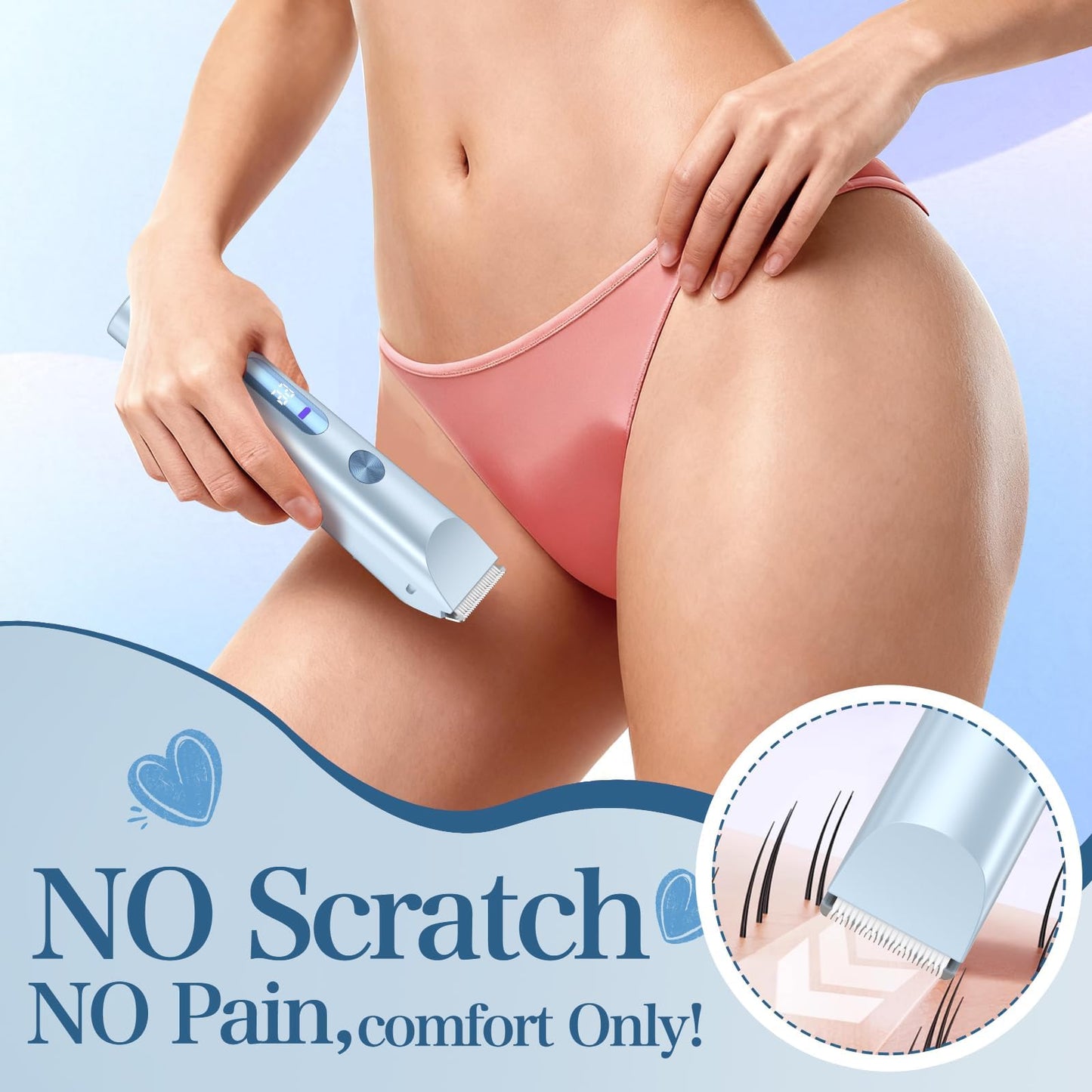 Bikini Trimmer for Women 2in1 High Power Epilators Hair Removal Waterproof Electric Razors Women's Electric Razor Pubic Hair Trimmer Shaver for Women for Ladies Pubic，Face， Underarms，Legs(Purple)
