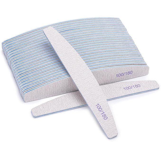 25Pcs 100/180 Grit Nail File Set - Double-Sided Emery Boards for Acrylic, Gel & Natural Nails - Professional Nail Files