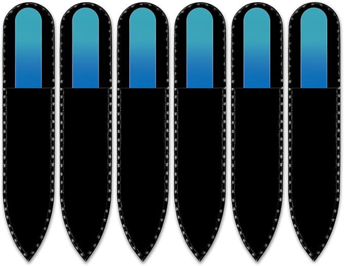 Mont Bleu Rainbow Crystal Nail File in Black Pouch - Small/Purse Size - Czech Tempered Glass - Handmade in Bohemia (Czech Republic)