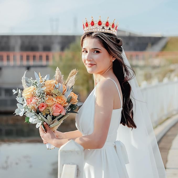 Red Queen Crown for Women Crystal Tiara for Women Rhinestone Wedding Headband for Bride Hair Accessories for Costume Birthday Party Prom Gifts