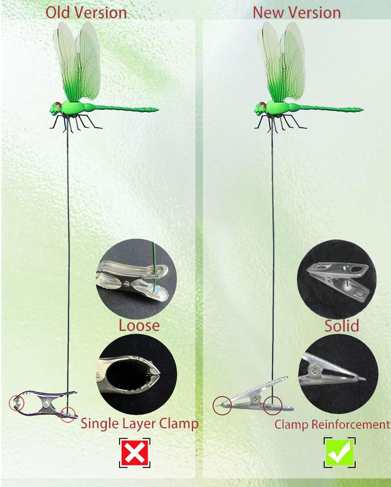 Siunoh Dragonfly Clip Bug Repe Llent - 3D Fake Dragon Fly Clips Garden Decor Stakes Hat Clips, Deer and Horse Humming Bird Fly Deterrent for Indoor/Outdoor Garden(10 Pack)