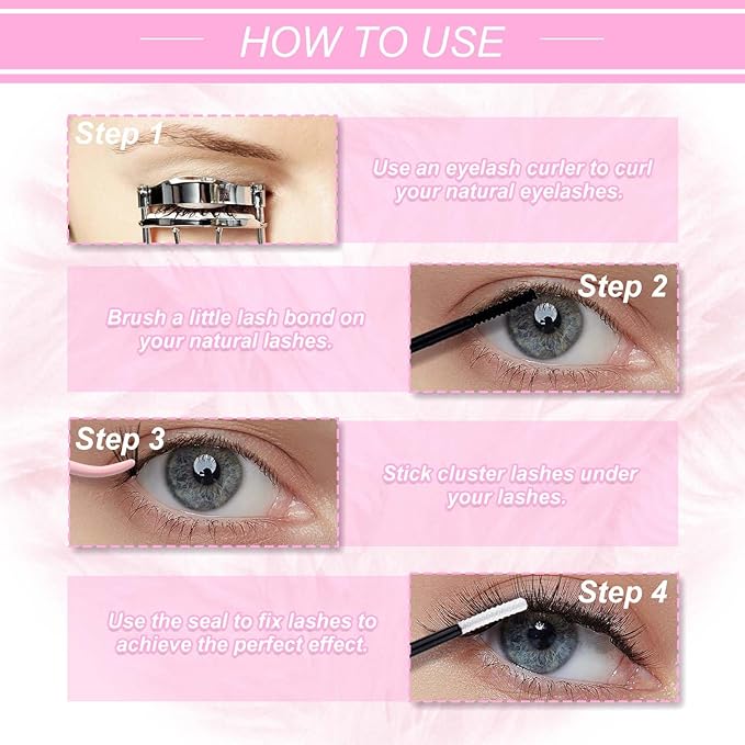 Lash Clusters 12-18mm Mix Individual Lashes Cluster Black Volume Eyelash Clusters Long Individual Lash Extensions C Curl Cluster Lashes DIY Eyelash Extension (30D-0.07C, 12-18mm)