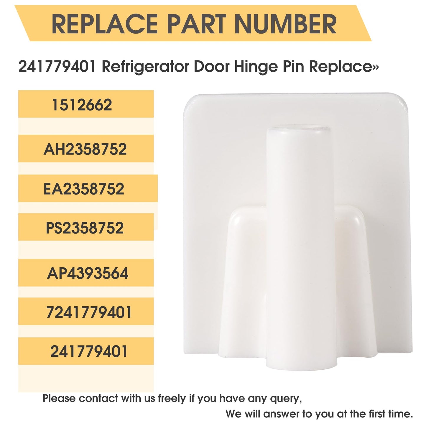 241779401 Refrigerator Door Hinge Pin Compatible with Frigidaire Electrolux Kenmore Refrigerator Door 1512662 AP4393564 AH2358752 EA2358752 PS2358752, Mullion, Upper or Lower Hinge Pin 2 Pack