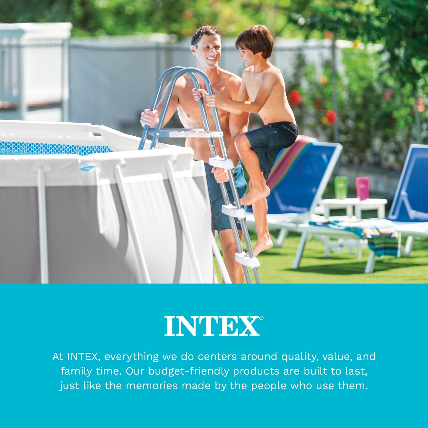 Intex Above Ground Steel Frame Swimming Pool Ladder for 42-in. Wall Height Pools