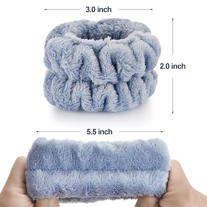 2 Pcs Wrist Bands for Washing Face-Dorbetar, Microfiber Wrist Towels for Washing Face, Spa Wristbands for Washing Face, Face Wash Wristbands, Arm Bands for Washing Face for Woman and Children