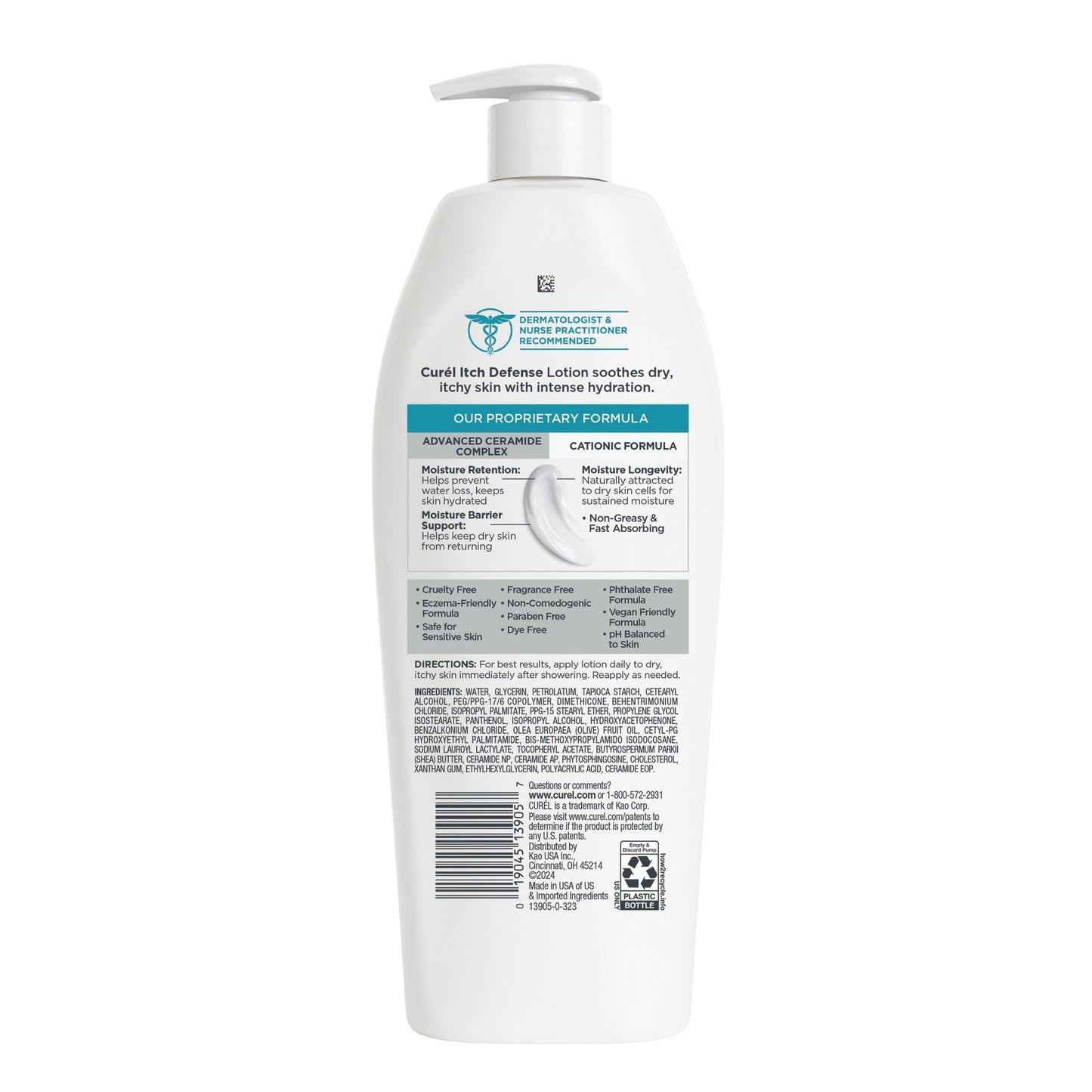 Curel Itch Defense Calming Body Lotion, Moisturizer for Dry, Itchy Skin, Body and Hand Lotion, with Advanced Ceramide Complex, Pro-Vitamin B5, Shea Butter, 13 Oz, Pack of 3