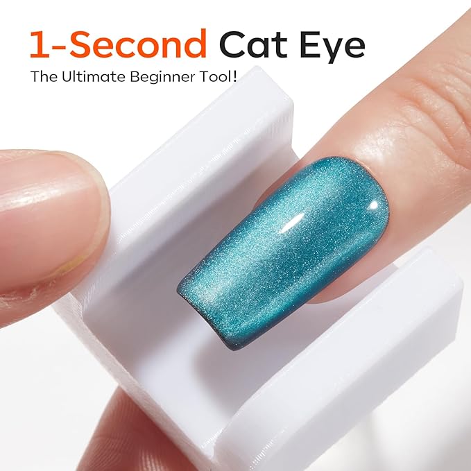 modelones Cat Eye Magnet for Nail Polish Gel Polish, 5D Aura French Glass Bead Multi Cateye Effect Beginner Friendly Strong Magnetic Tool Home DIY Nail Art Design Manicure Gift for Women