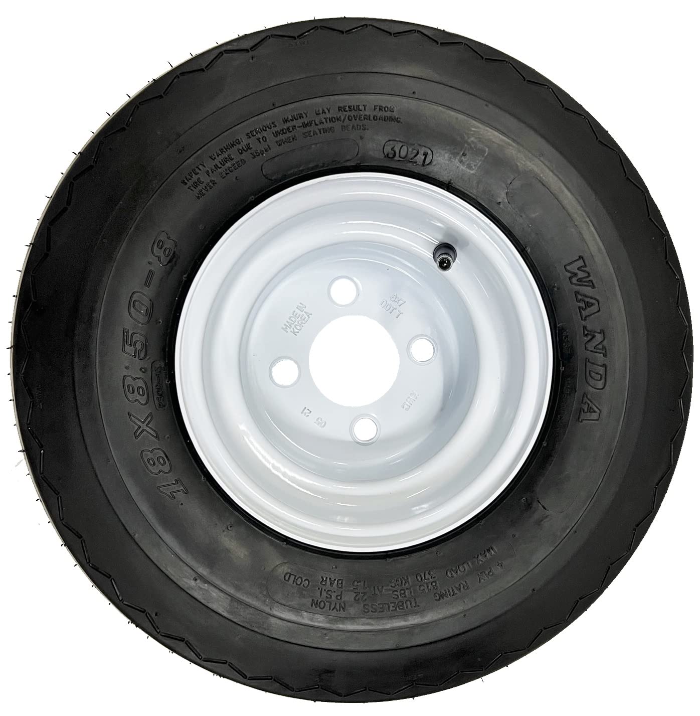 4-Pack 8 Inch 18X8.50-8 18/8.5-8 White Golf Cart 4 Lug Wheels Tires Fit Club Car, E-Z-GO, Yamaha - 2 YEAR WARRANTY