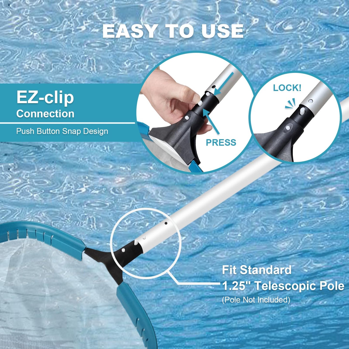 14" Pool Pollen Net - Pool Skimmer Net Rake, Strong Aluminum Frame, Ultra Fine Mesh Nets for Cleaning & for Sand, Silt, Leaves, Remove The Finest Debris