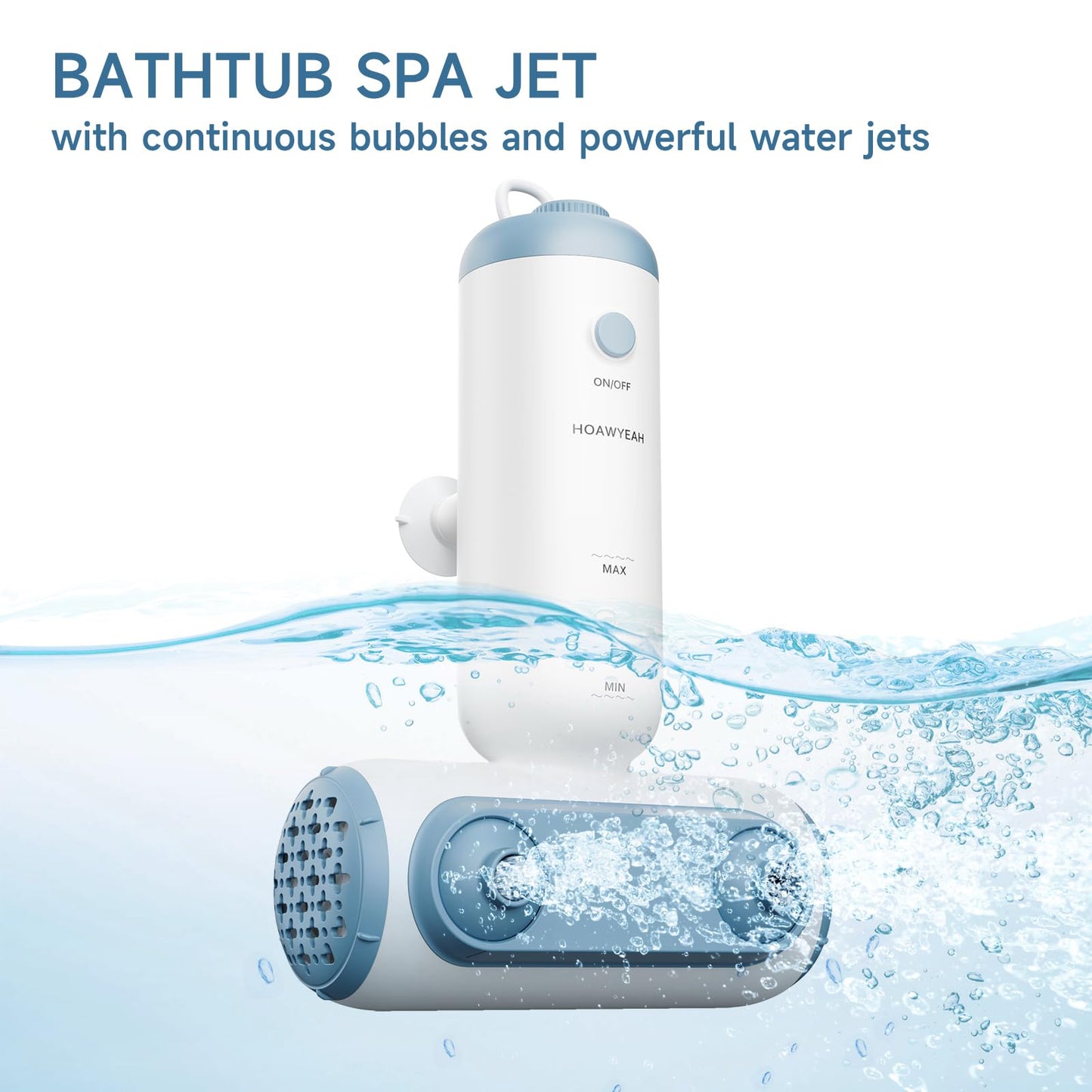 HOAWYEAH Bath Jets for Tub, Two Modes - Bathtub Jet or Bubble Maker, Portable Bath Spa with Dual Jets, Bath Spa Jets Creates Soothing Bubbles and Massage, Bathtub Accessories for Relaxing Daily Use
