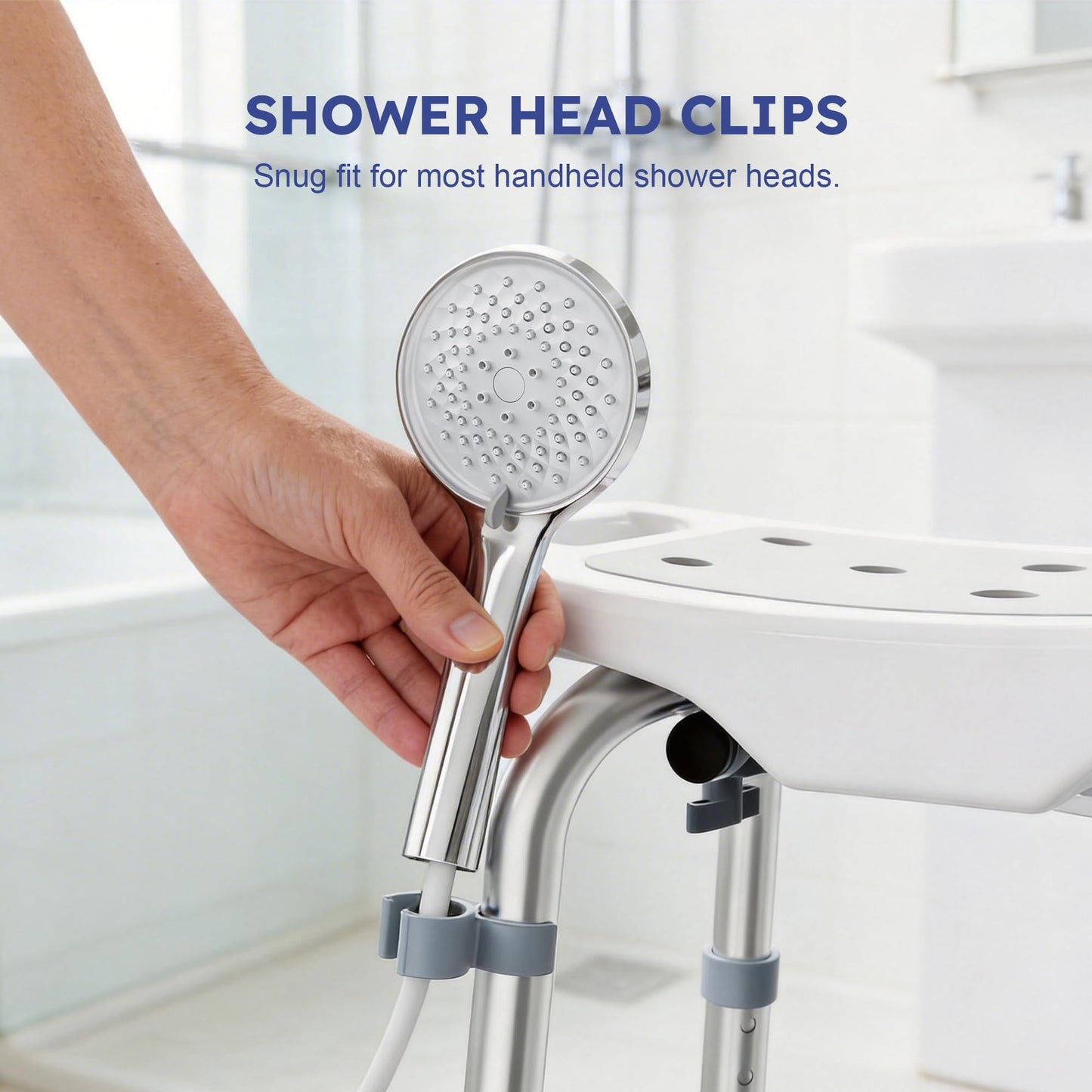 BlessReach Shower Chair for Inside Shower with Back, 400 lbs Shower Stool with Adjustable Height, Padded Seat & Drainage Holes, Shower Seat for Inside Tub, Bathtub Chair for Elderly and Disabled