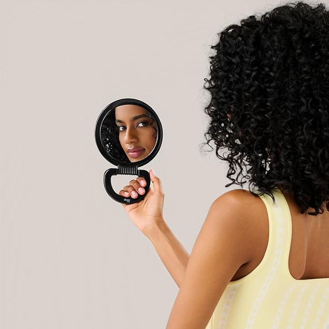Diane Hand Mirror – Double-Sided 1X and 3X Magnification, Lightweight Portable Handheld Mirror with Handle, Ideal for Makeup, Shaving, & Everyday Beauty, Compact Size for Travel & Gym – 6" Diameter