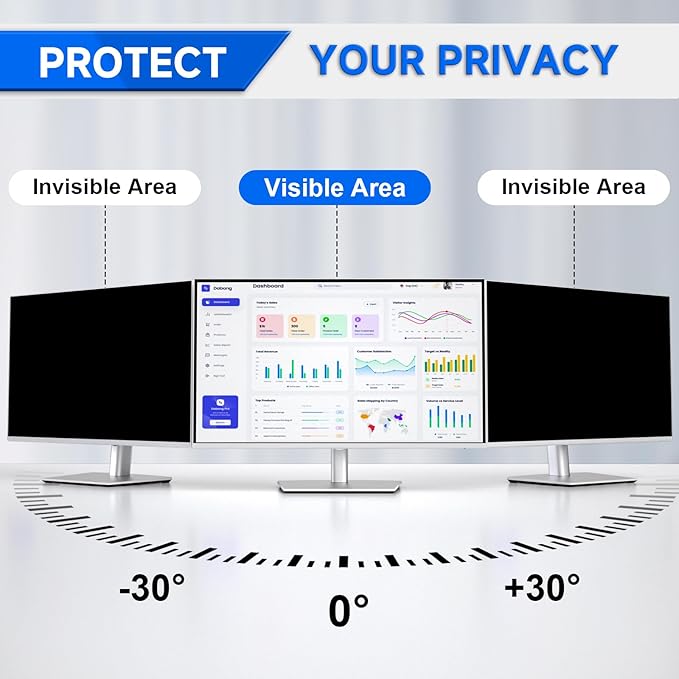 [2-Pack] Privacy Screen For Computer Monitor, 23.8-Inch 16:9 Aspect Ratio; Anti Spy/Bule Light/Glare And Eye Protection, 2 Install Ways Removable For Office, Airport, Cafe And Other Public Area; Diagonal 23.8 Inches, Width 20.74 Inches, Height 11.67 In...