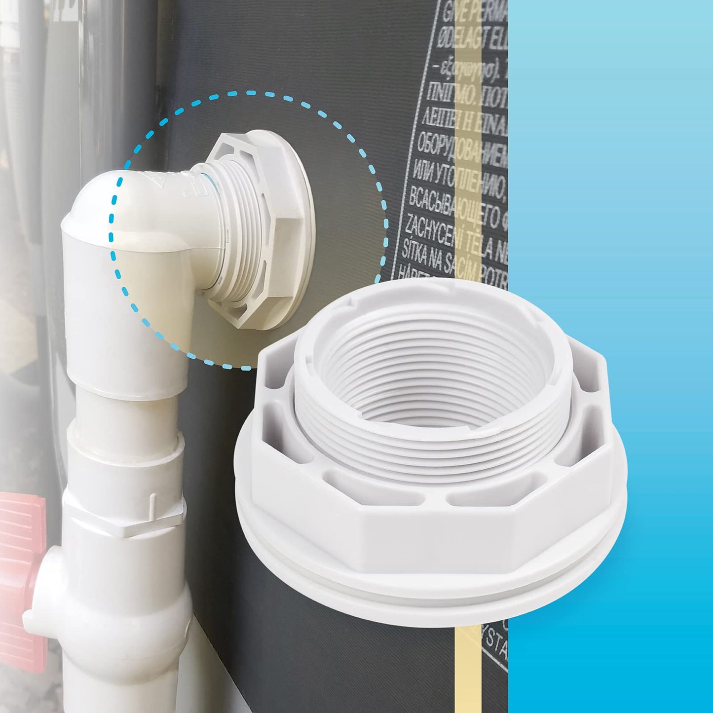 Replacement Hayward Above Ground Pool SP1023 1-1/2" FIP Inlet Return Fitting with Locknut and Gasket & SP1419D Opening Hydrostream Directional Flow Inlet Fitting, Above Ground Pool Accessories（2-Pack）