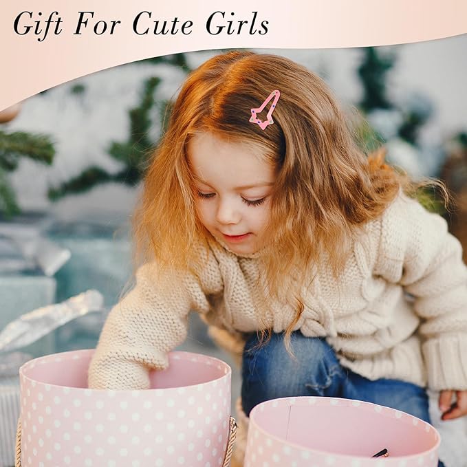 obeoby 82 Pcs 5 Styles Colorful Hair Clips for Girls, Metal Snap Hair Clips Cute Pattern Barrettes for Kids Baby Toddlers Accessories Birthday Gifts Easter Basket Stuffers