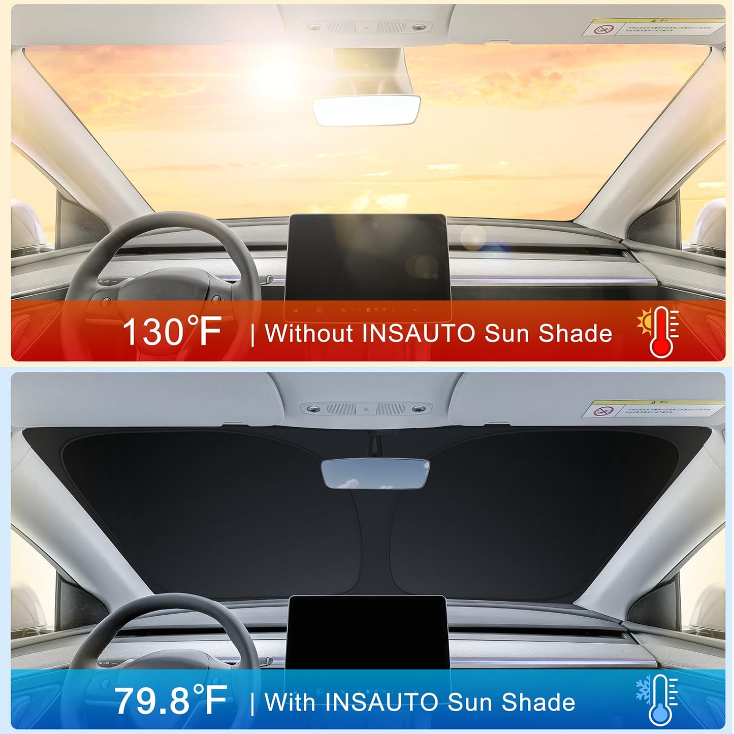 INSAUTO Custom Fit Windshield Sun Shade Accessories for Ford F250 F350 F450 2017-2026, Foldable Front Window Sunshade, UV & Heat Reflector, Keeps Interior Cool, Includes Storage Bag