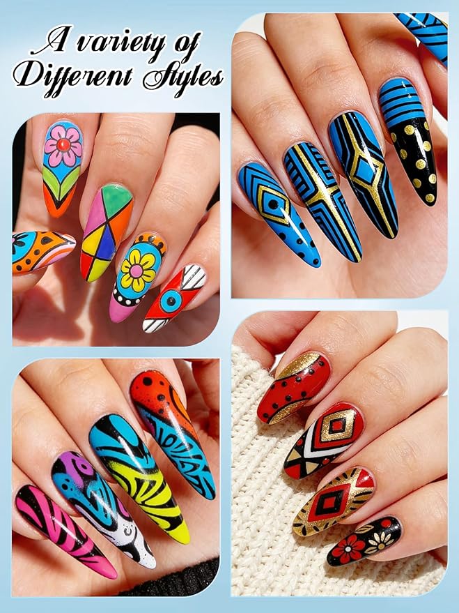 24 Colors Nail Art Markers Set, Kalolary 3D Nail Art Pens Double-headed Nail Point Graffiti Dotting Pen Quick-Drying Drawing Painting Liner Brush for DIY Nail Art Home & Salon Manicure Tools