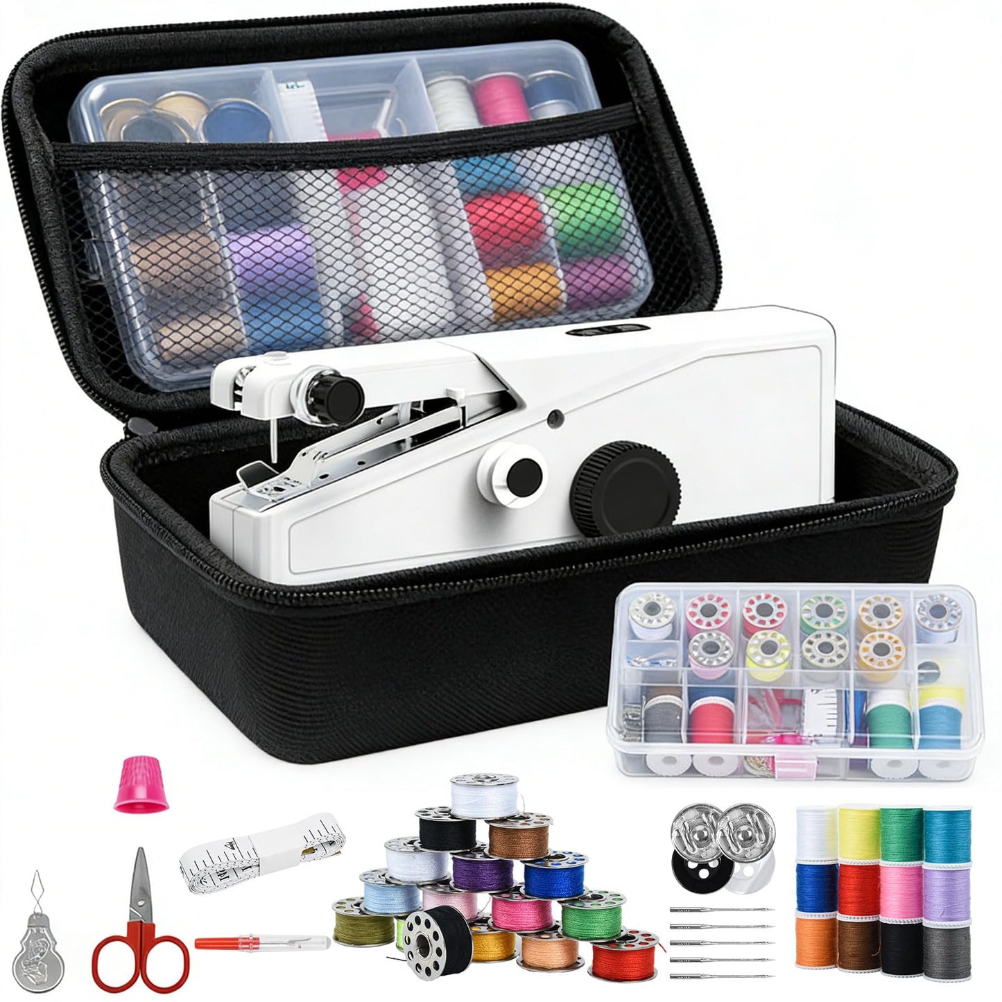 Handheld Sewing Machine for Beginners Adults, Portable & Cordless Mini Sewing Machine Kit, Easy One-Speed Electric Stitching for DIY Quick Repair, Home Travel Mending Tool with Accessories