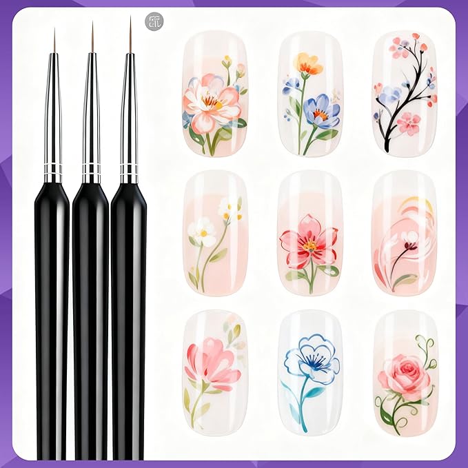 Artdone Nail Dotting Tools Art Brushes Kit With Nail Stand Gel Polish Liner Brushes Design Pen For Nail Drawing And Nail Paint Small Detail