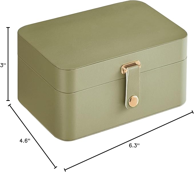 SONGMICS Jewelry Organizer Box, Travel Jewelry Case, 2-Layer Travel Case for Earrings, Necklaces, Bracelets - Portable Jewelry Storage with Large Capacity, Gift Idea, Laurel Green UJBC166C02