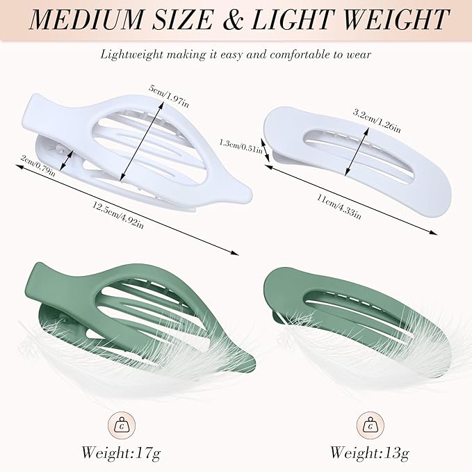 obeoby 8 PCS 2 Styles Flat Hair Clips, Bridesmaid Hair Claws for Women Girls Thin Hair Bridesmaid Proposal Gifts for Wedding Bridal Party Favors, White and Sage Green