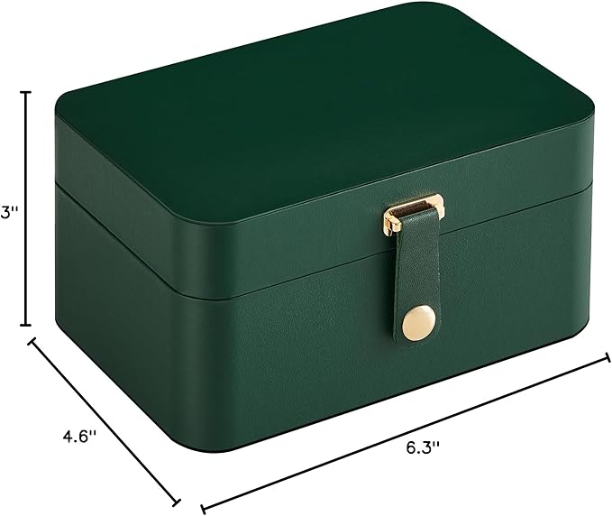 SONGMICS Jewelry Organizer Box, Travel Jewelry Case, 2-Layer Travel Case for Earrings, Necklaces, Bracelets - Portable Jewelry Storage with Large Capacity, Gift Idea, Forest Green UJBC166C01