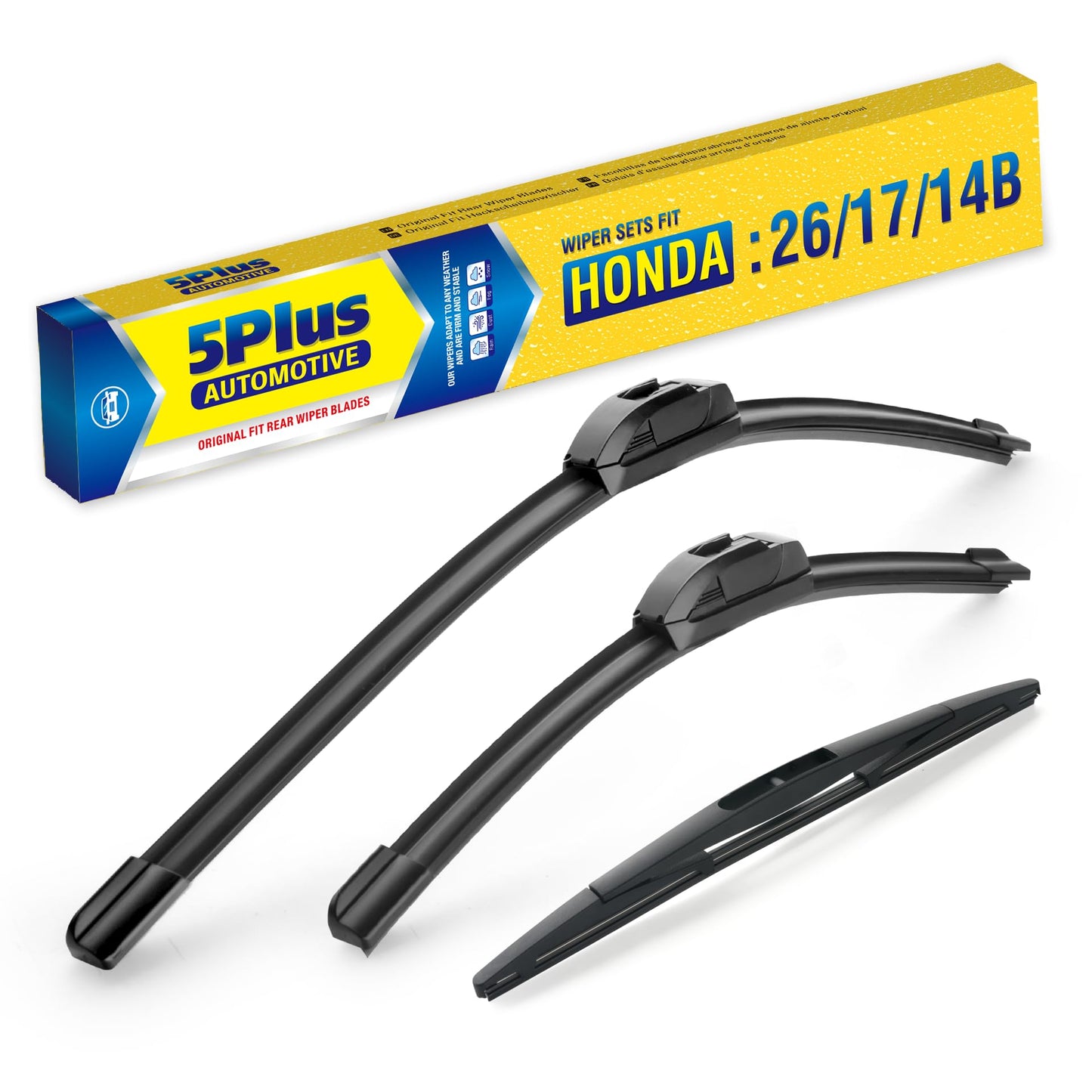 3 Wipers 26"/17"/14" Replacement For Honda CRV 2011 2010 2009 2008 2007(Set of 3), 26 Inch+17 Inch Windshield Wiper Blades with 14 Inch Rear Wiper Blade-Original Factory Quality