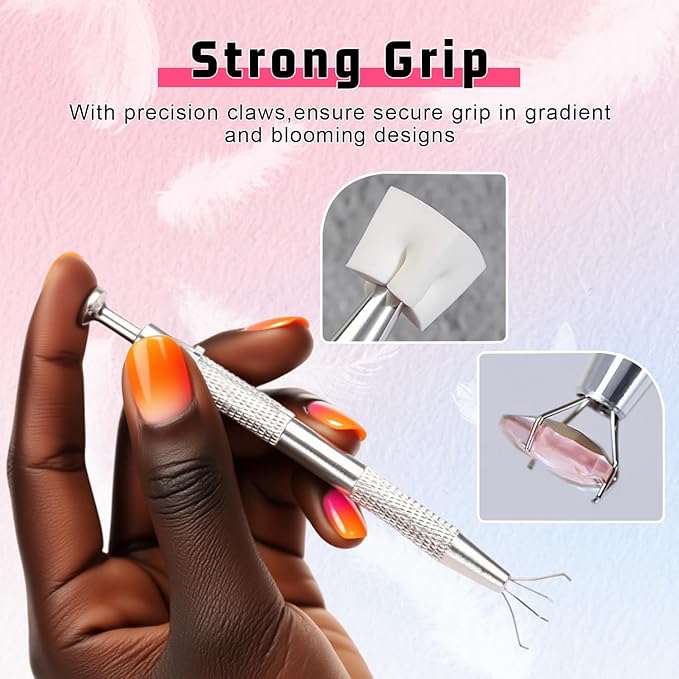 Soft Sponges for Painting Nail Gel with Grabber, Professional Grabbing Tools for Ombre Gradient Painting Gel Nails Sponges Patting Brush (100PCS Sponges & Grabber)