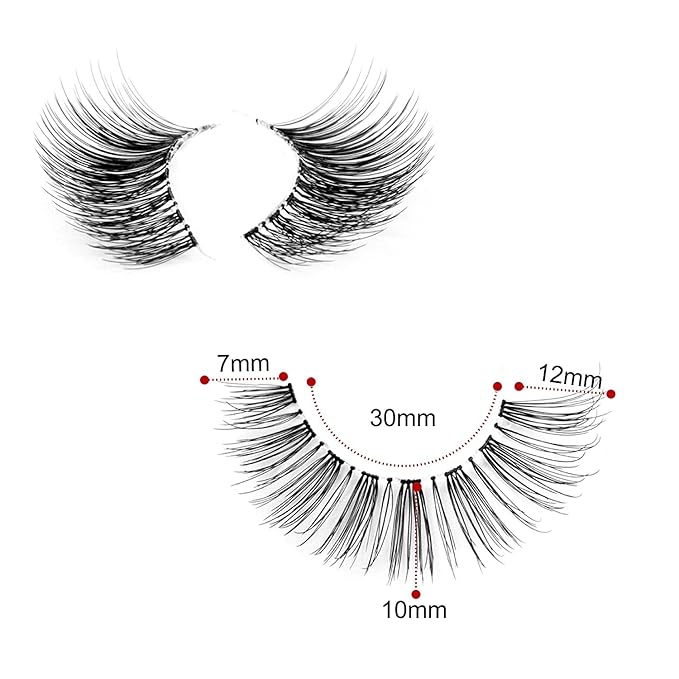 EMEDA False Eyelashes Natural Lashes Wispy 0.01mm Ultra Thin Band 12mm Cat Eye 10 Pairs Invisible Clear Band 3D Demi Wispies Short Fake Eye Lashes Strips Handmade (005)