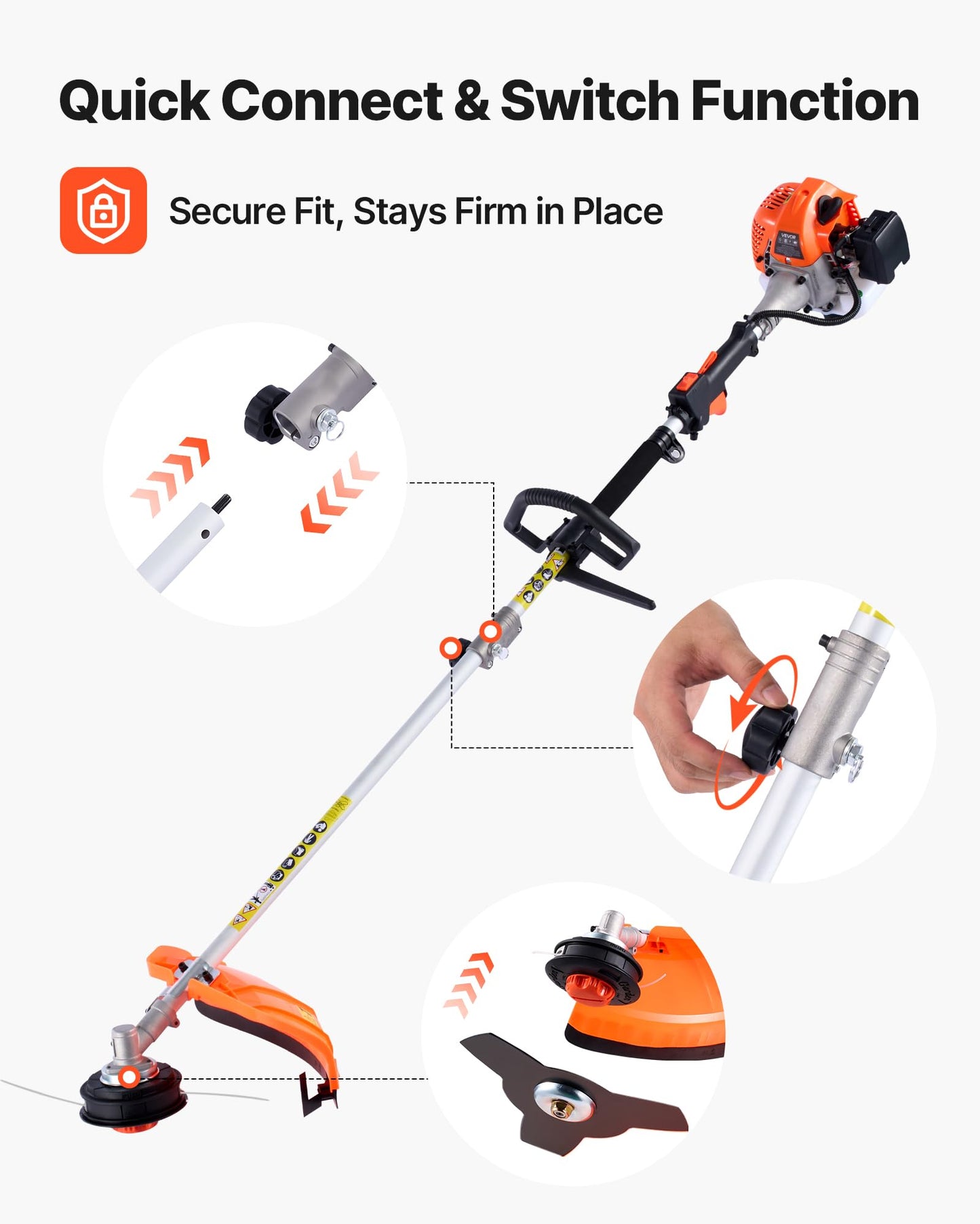 VEVOR Gas Hedge Trimmer 2 Cycle with Extension Pole, 15.7-inch 26cc Gas Powered Pole Hedge Trimmer with Dual Sided Dual Action Blade, Great for Trimming Shrubs, Bushes, w/EPA, CE and EMC Certification