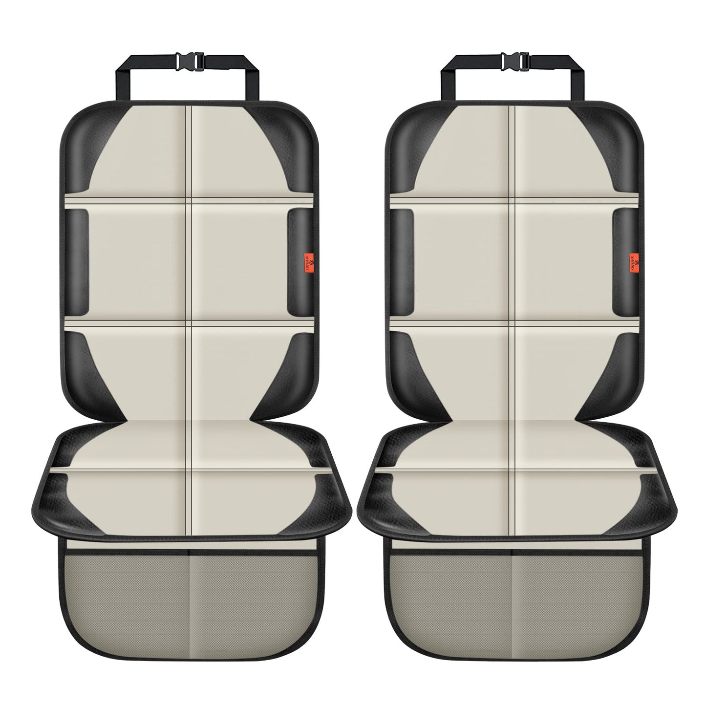 XHYANG Car Seat Protector,2 Pack Car Seat Protectors Baby Carseat Waterproof Durable 600D Fabric for Child Baby Car Seat Mat Vehicle Pet Cover 2 Storage Pockets (2 Pack Beige)
