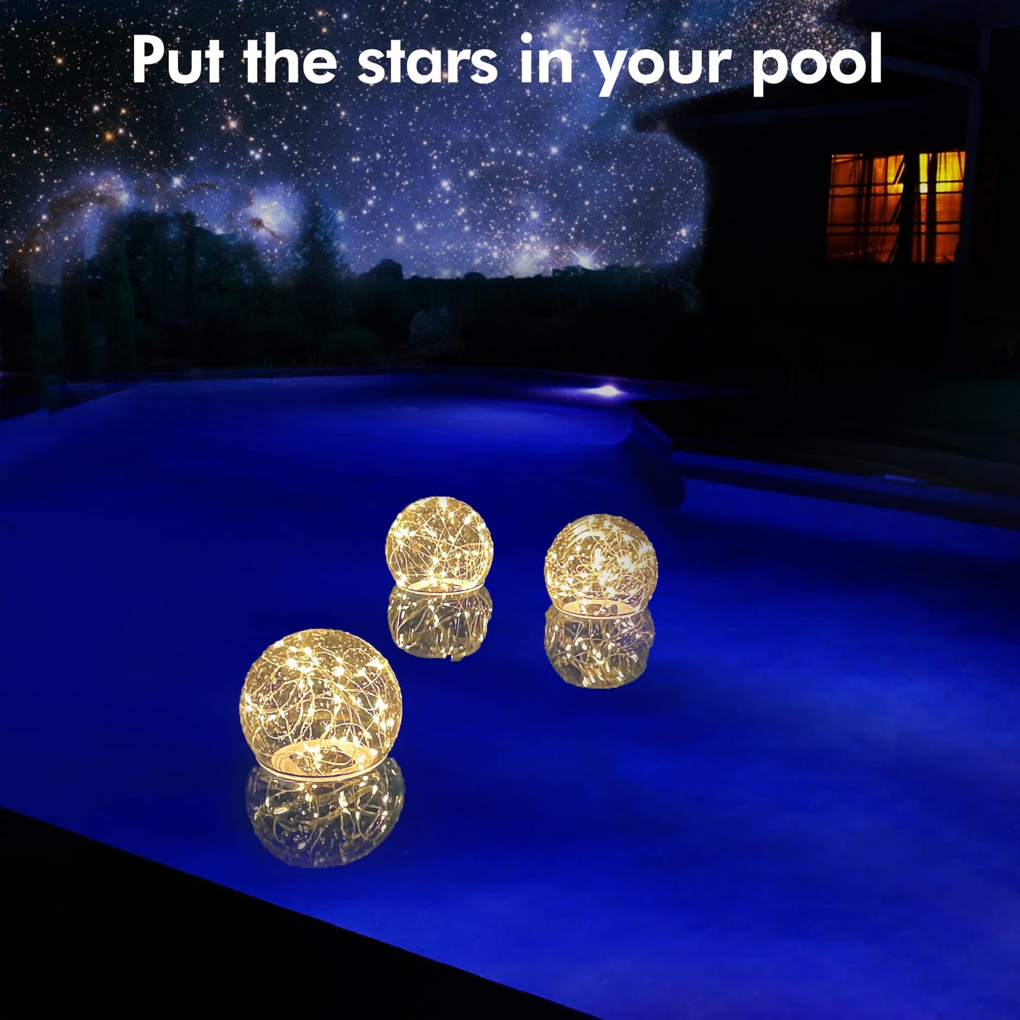 DeeprBlu Pool Chlorine Floater with Solar Ball Light, Floating Chlorine Dispenser for 3'' Chlorine Tablets, Chlorine Tablet Floater Chemical Dispenser Easy Opening, Bromine Tablet Holder for Pool, Spa