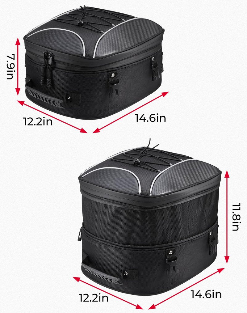KEMIMOTO Motorcycle Tail Bag, Dual Use Motorcycle Rear Seat Bag with Waterproof Rain Cover, 22L-34L Expandable Motorbike Helmet Bag Luggage Storage Backpack with 6 straps