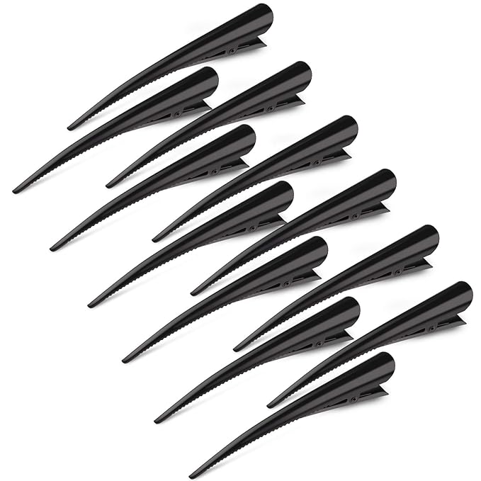 12 Pack Alligator Hair Clips for Styling Sectioning Salon Hairstyle, GLAMFIELDS 5 inch Non-Slip Black Duckbill Metal Teeth Clips for Women Girls Thick Hair