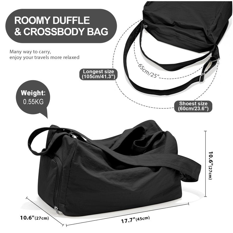 Large Gym Bag with Shoe Compartment, Workout Sport Duffle Bag for Women Travel, Waterproof Shoulder Overnight Bags Lightweight Carry on Tote Bags for Swim, Yoga, Dance
