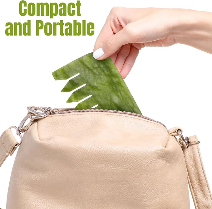 Geiserailie 2 Pcs Jade Combs Esthetician Supplies Massage Stone Hair Gua Sha Scraping Scalp Comb Facial Massage Tool Handheld Head Tools Head Caring Therapy Valentines for Women(Stylish Style)