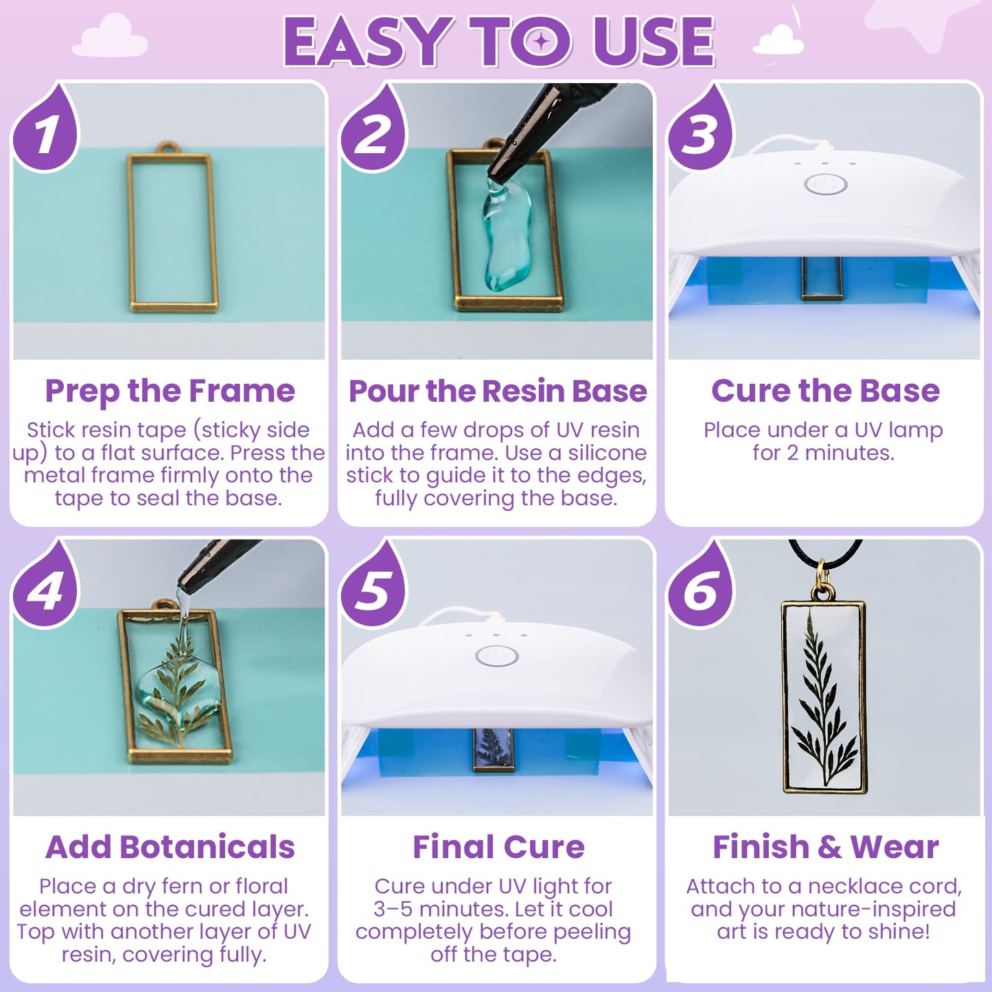 LET'S RESIN UV Resin Jewelry Making Kit - 153Pcs Crystal Clear 250g UV Resin Kit with Light, UV Resin Molds, Resin Starter Kit for Beginners, Keychain&Earring Making, Craft Decor