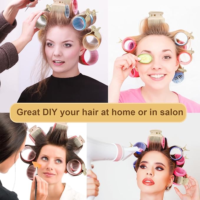 Hot Roller Clips -10PCS Hair Roller Clips - Hair Curler Claw Clip - Replacement Roller Clip for Women Girls Hair Section Styling - Beige