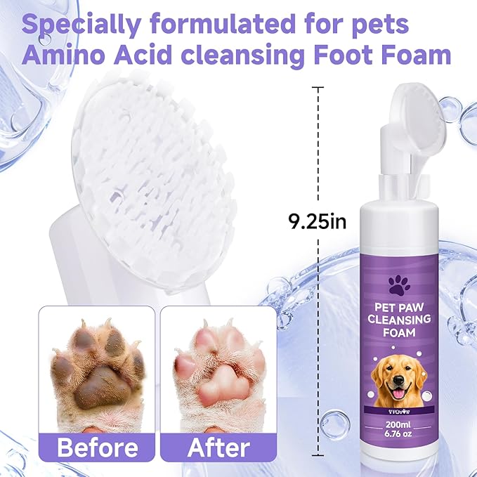Dog Paw Cleaner Kit – Soft Silicone Brush for Safe Mud & Odor Removal, Travel No-Rinse pH Balanced Natural Formula, Gentle Daily Use – for Rain, Snow, Mud – Includes Towel & Paw Balm
