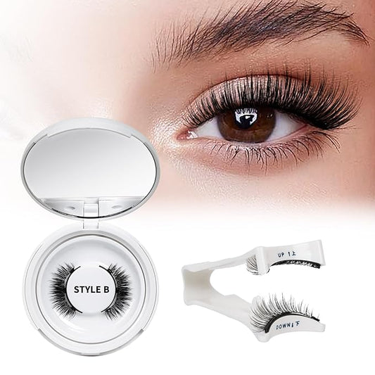 QUEWEL Magnetic Eyelashes 1 Pair Reusable Magnetic Eyelashes with Applicator No Glue Needed Eyelashes Cat Eye Natural Look Lash Clusters Kit Easy to Wear and Remove(B10)
