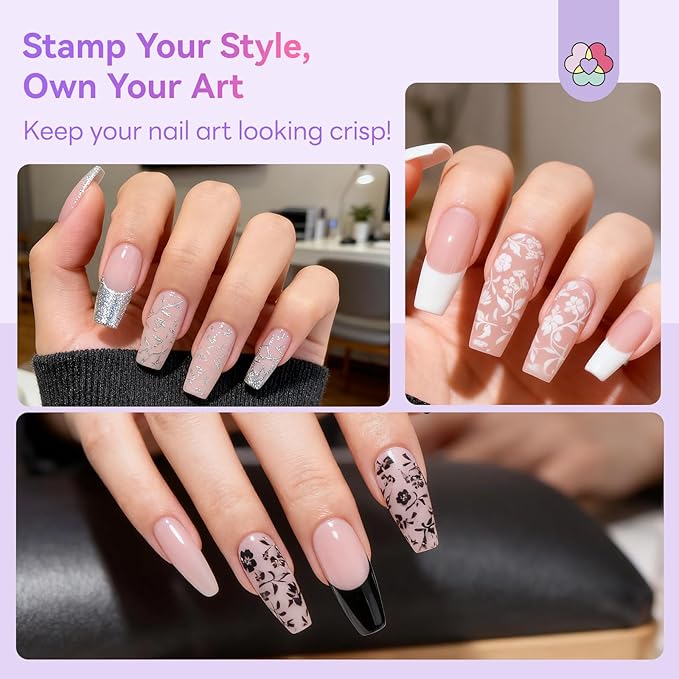 SAVILAND Nail Stamping Gel Polish Kit: 6 Colors Nail Stamping Polish Gel with French Tip Tool Silicone Stamp 8ML Stamper Polishs Gels Painting Gels Nails Kit for DIY Nails Art Design