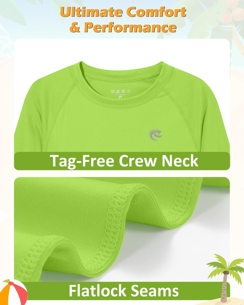 Boys UPF 50+ Swim Shirt Long Sleeve, 1 or 2 Pack UV Sun Protection Rash Guard, Youth Kids SPF Water Shirts for Beach Surf